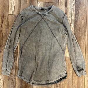RAWGEAR Acid Wash Long Sleeve Shirt Mens XL Distressed Exposed Seam Streetwear
